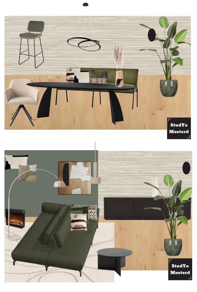 Moodboard nieuwbouw villa Werkhoven natuur hout groen